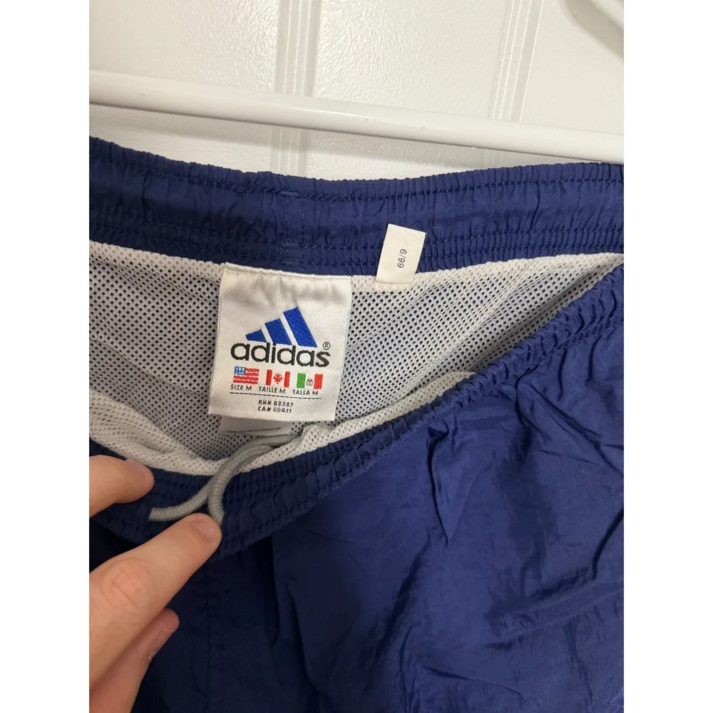Adidas‎ Shorts Mens Medium Blue Nylon Mesh Lined Athletic Embroidered Logo 5763